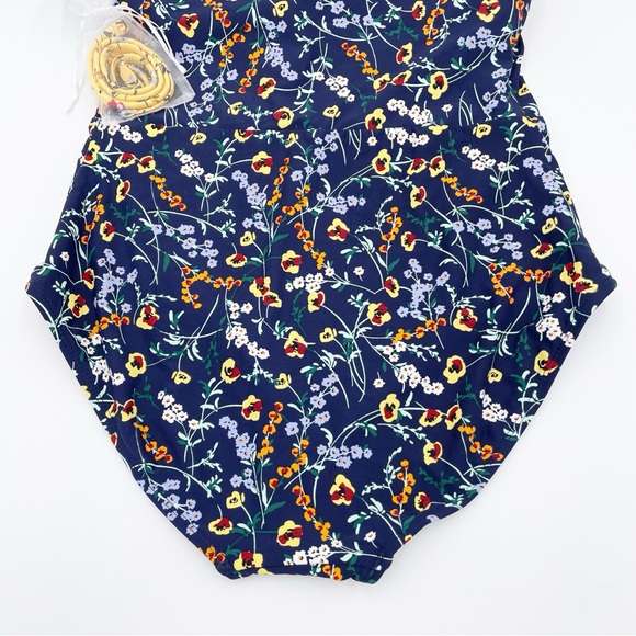 NEW Studio Anne Cole Women's Smocked Tab Bandeau One Piece Swimsuit Blue Size 12 - Picture 9 of 16